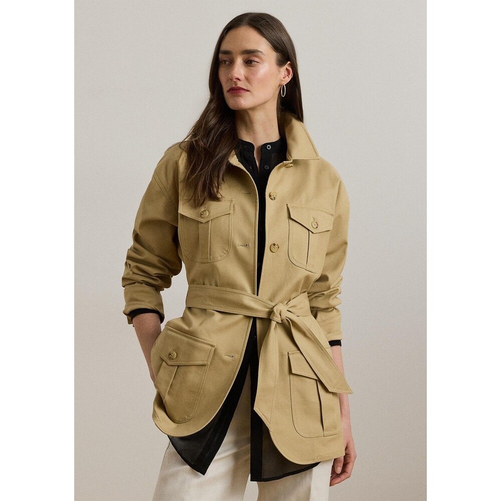 Lauren Ralph Lauren Women's Double-Faced Stretch Cotton Field Jacket Tan 14